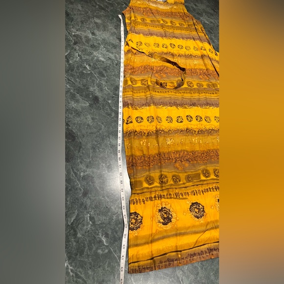 Pretty Pink Made In Nepal Dress Size Small NWOT Yellow Orange Sunset Motif - Picture 12 of 15